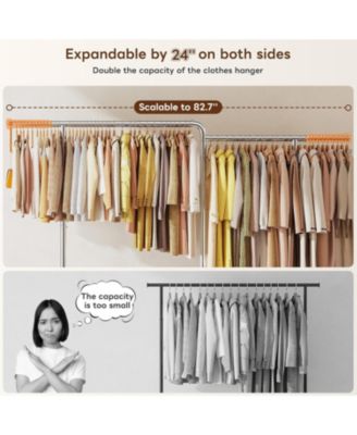 82.7" W Clothing Rack Load 500LBS, Heavy Duty Clothes Racks with Wheels, Portable Clothing Racks