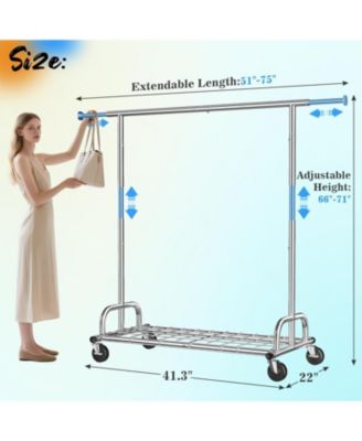Heavy Duty Clothes Rack Load 480LBS,Clothing Racks for Hanging Clothes,Adjustable Rolling Clothes Rack with Wheels,Garment Rack for Bedroom