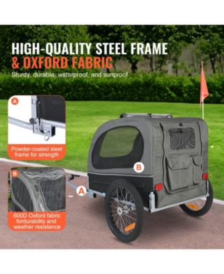 Foldable Pet Bike Trailer with Universal Coupler, Holds up to 88 lbs., Black & Gray