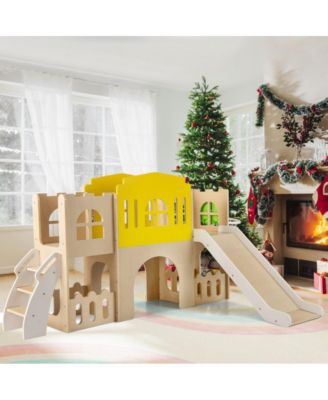 7 in 1 Toddler Slide and Climber Set with Basketball Hoop