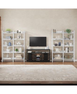 5-Tier Industrial Bookshelf, 71”H x 47”W Etagere Bookcase, Freestanding Double Wide Book Shelf for Storage and Display