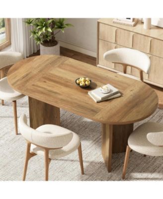 63" Oval Farmhouse Dining Table for 4-6, MDF Kitchen Table