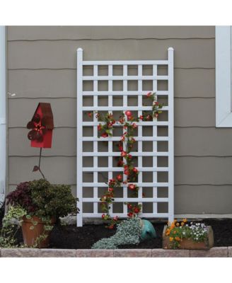 Dura-Trel Country Garden 35 x 66 Inch Vinyl Outdoor Garden Patio Trellis, White