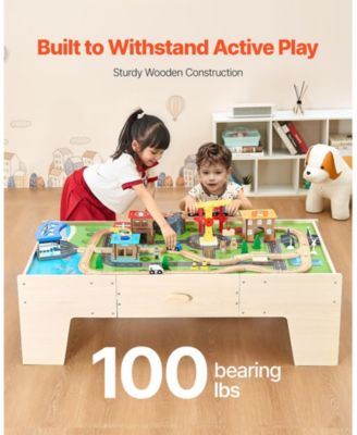 62-Piece Train Table with Storage Drawer & Multi-Activity Top