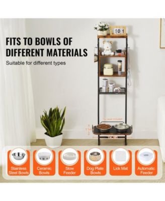 Elevated Pet Feeding Station with Storage Shelves