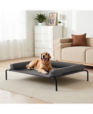 Steel Frame Portable Elevated Pet Cot with Washable Pillow, XL, Gray