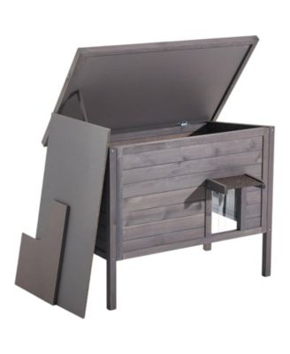 34" Heated & Insulated Wooden Outdoor Cat House