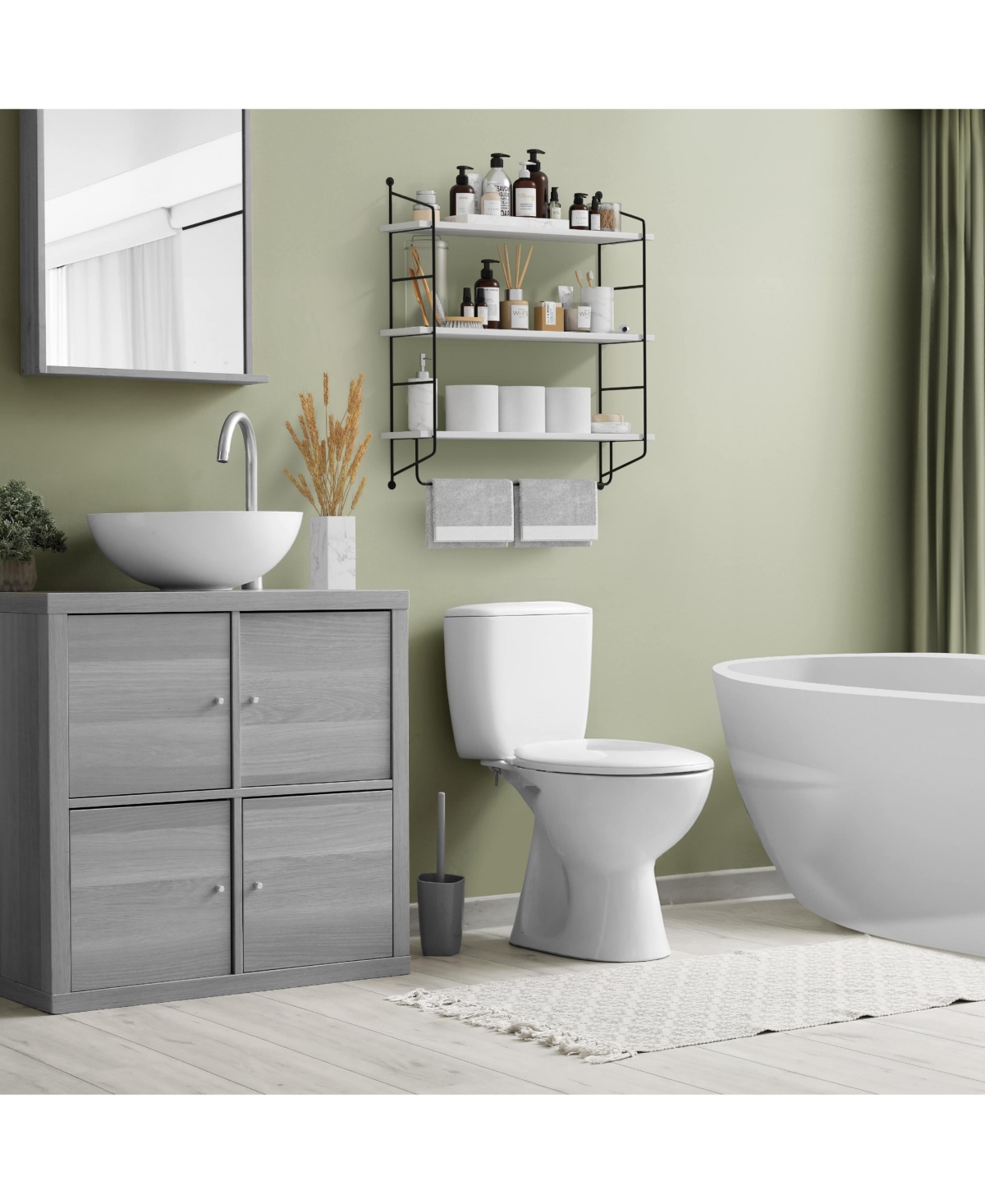 Sorbus 3-Tier Wooden Floating Shelves with Metal Brackets