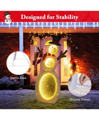 2.6 FT Lighted Snowman with 105 Built-in LED Lights Metal Stand Zip Tie Stakes