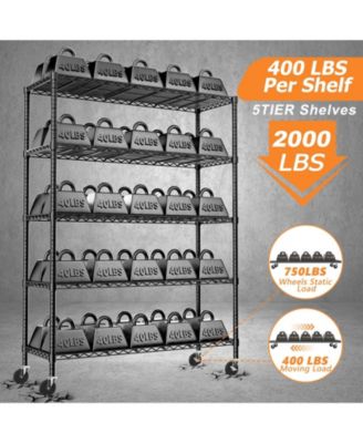 5-Tier 48 in W x 78 in H x 20 in D Height Adjustable Garage Wire Shelving Unit with wheels