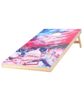Cornhole Set 4x2 Ft Solid Wood Boards with Bean Bags and Carry Case