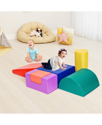 6 Piece Climb Crawl Play Set Indoor Kids Toddler -Red