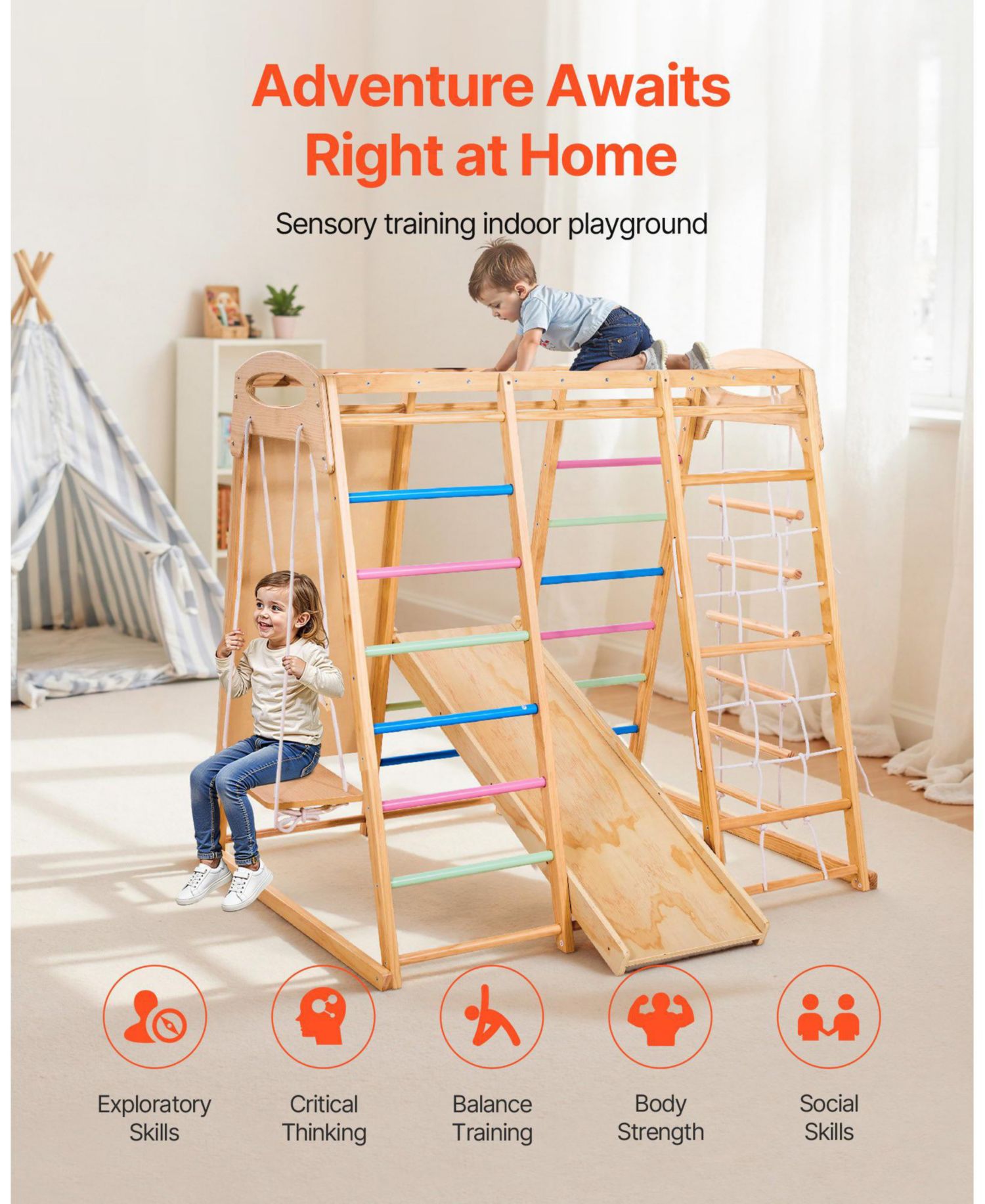 7-in-1 Wooden Indoor Playground