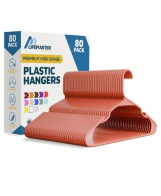 heavy-duty plastic hangers for clothes, dresses & coats non-slip grooves, space-saving design, holds 5 lbs 80-pack, dark brown.