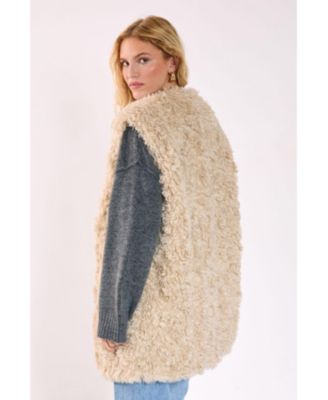 Women's Curly Faux Fur Borg Gilet