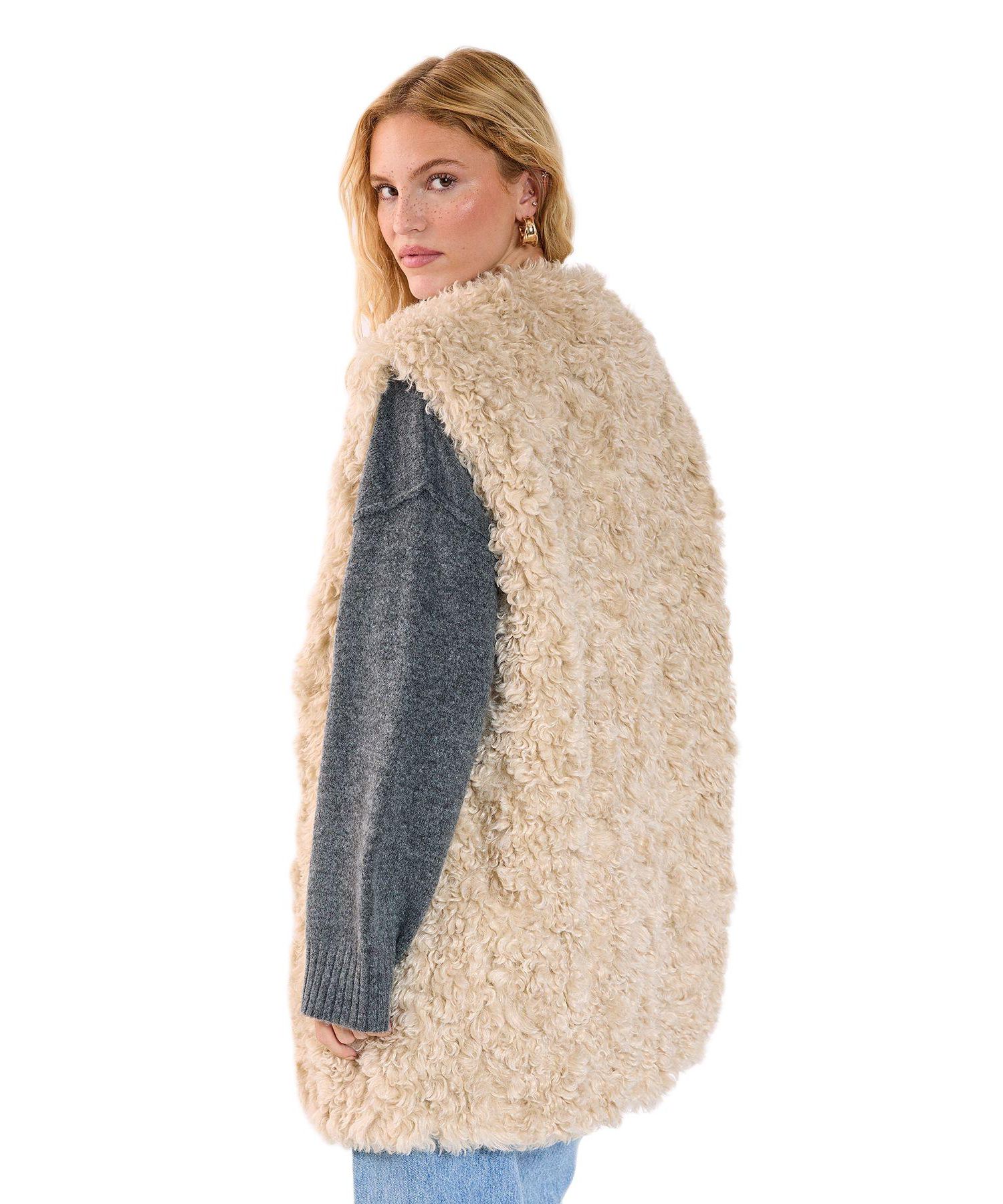 Women's Curly Faux Fur Borg Gilet