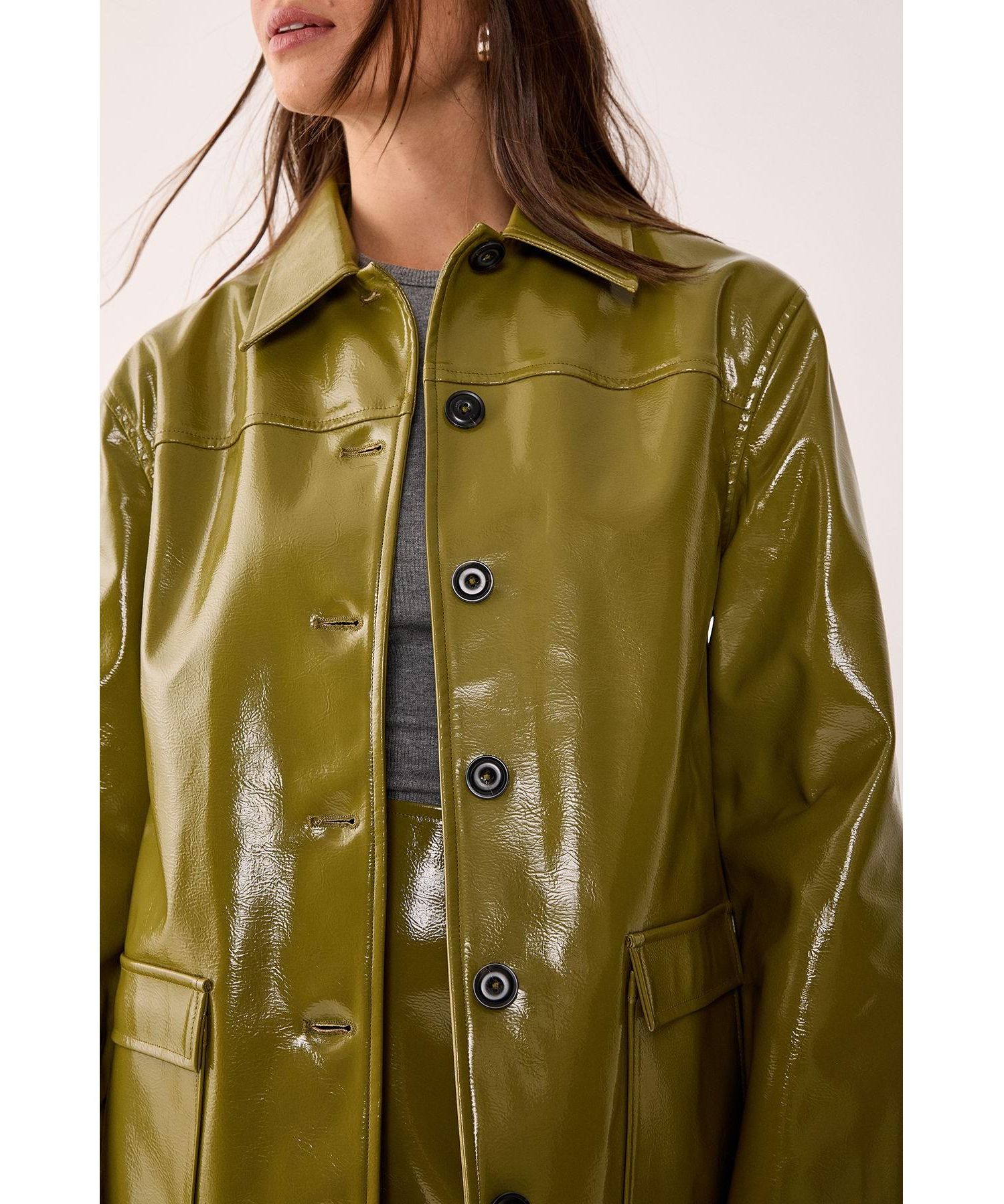 Women's Vinyl High Clean Longline Jacket