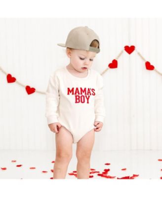 Baby Boys Mama's Varsity Patch Valentine's Day Long Sleeve Romper