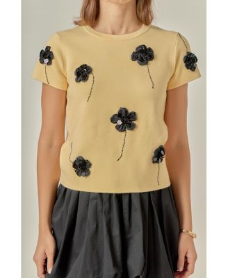 Women's 3D Flower Knit Top.