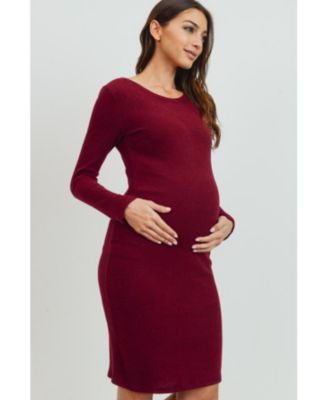 Maternity Ribbed Knit Long Sleeve Dress