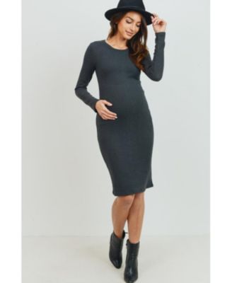 Maternity Ribbed Knit Long Sleeve Dress