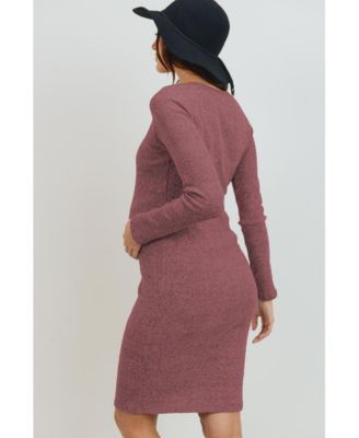 Maternity Ribbed Knit Long Sleeve Dress