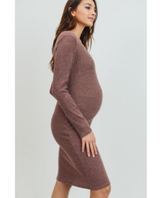 Maternity Ribbed Knit Long Sleeve Dress