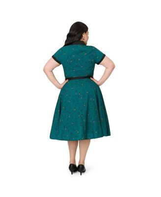 Plus Size 1950s Cotton Alexis Short Sleeve Swing Dress