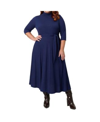 Plus Size 1950s Turtleneck Midi Dress