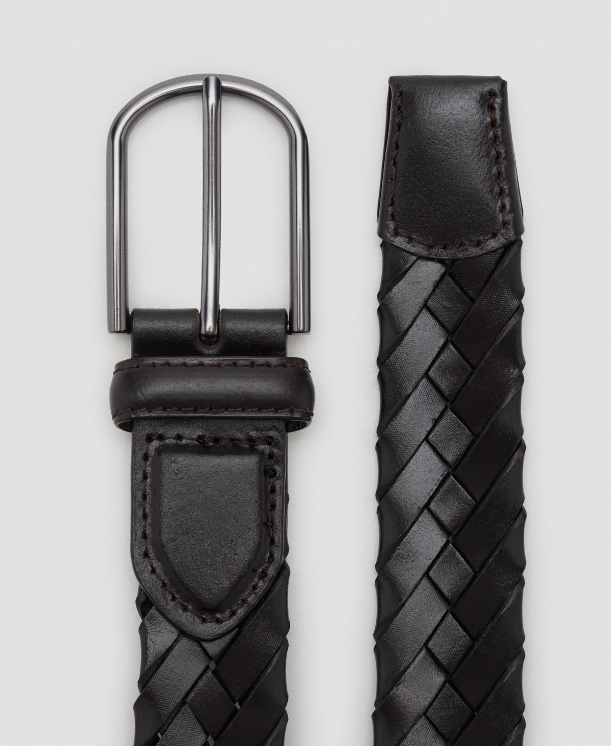 Mango Men's Braided Leather Belt