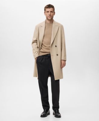 Men's Long Double-Breasted Wool Coat