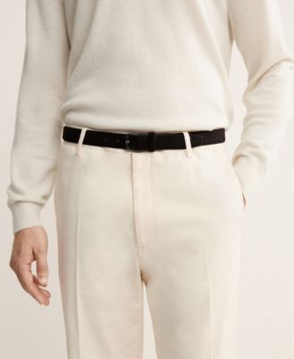 Men's Regular Fit Pleated Cotton Pants