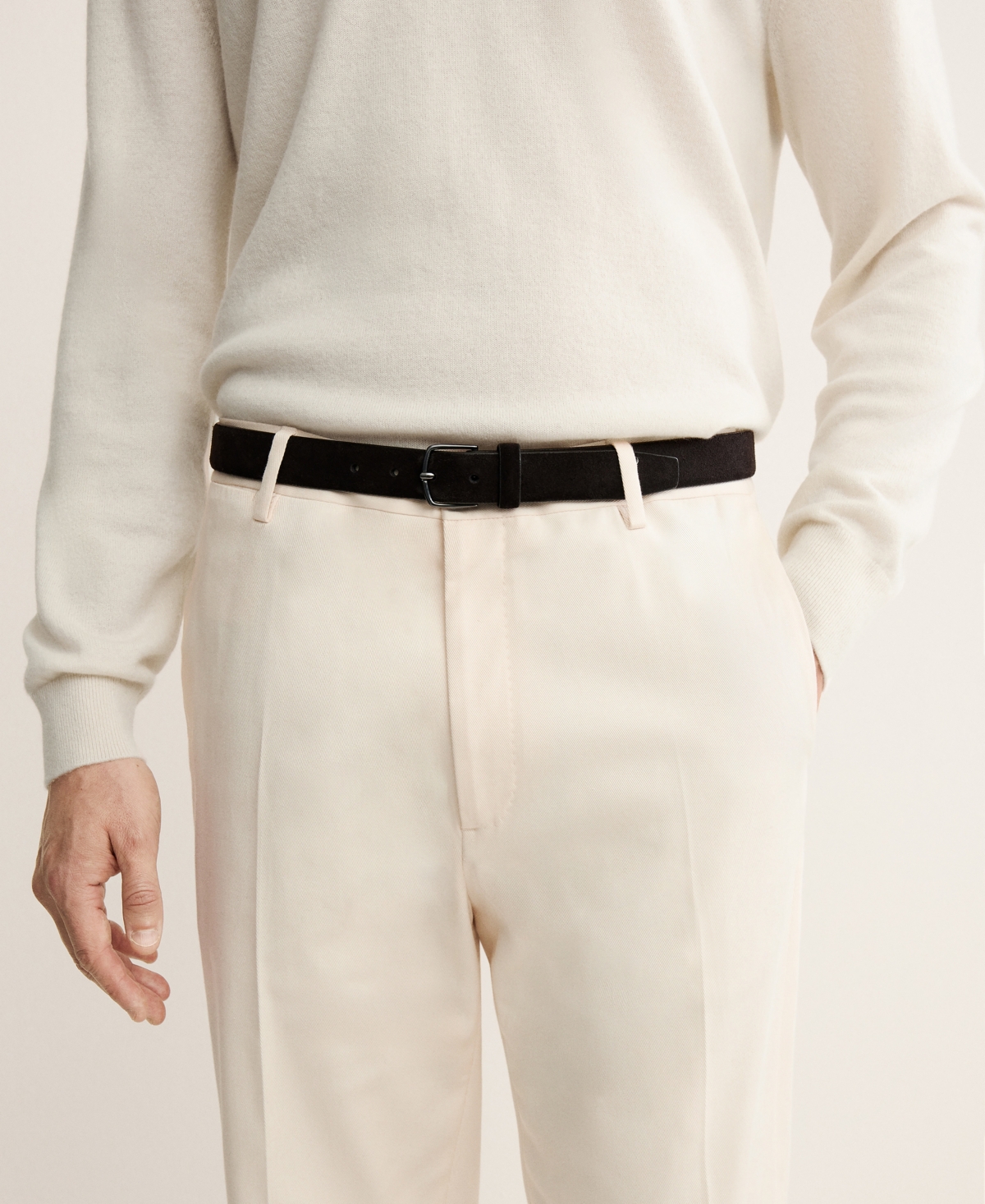 Mango Men's Regular Fit Pleated Cotton Pants