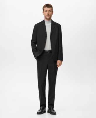 Men's Pleated Straight-Leg Suit Pants