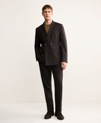 Men's Italian Wool Double-Breasted Suit Jacket