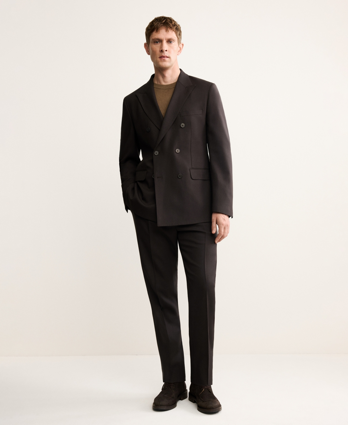 Mango Men's Italian Wool Double-Breasted Suit Jacket