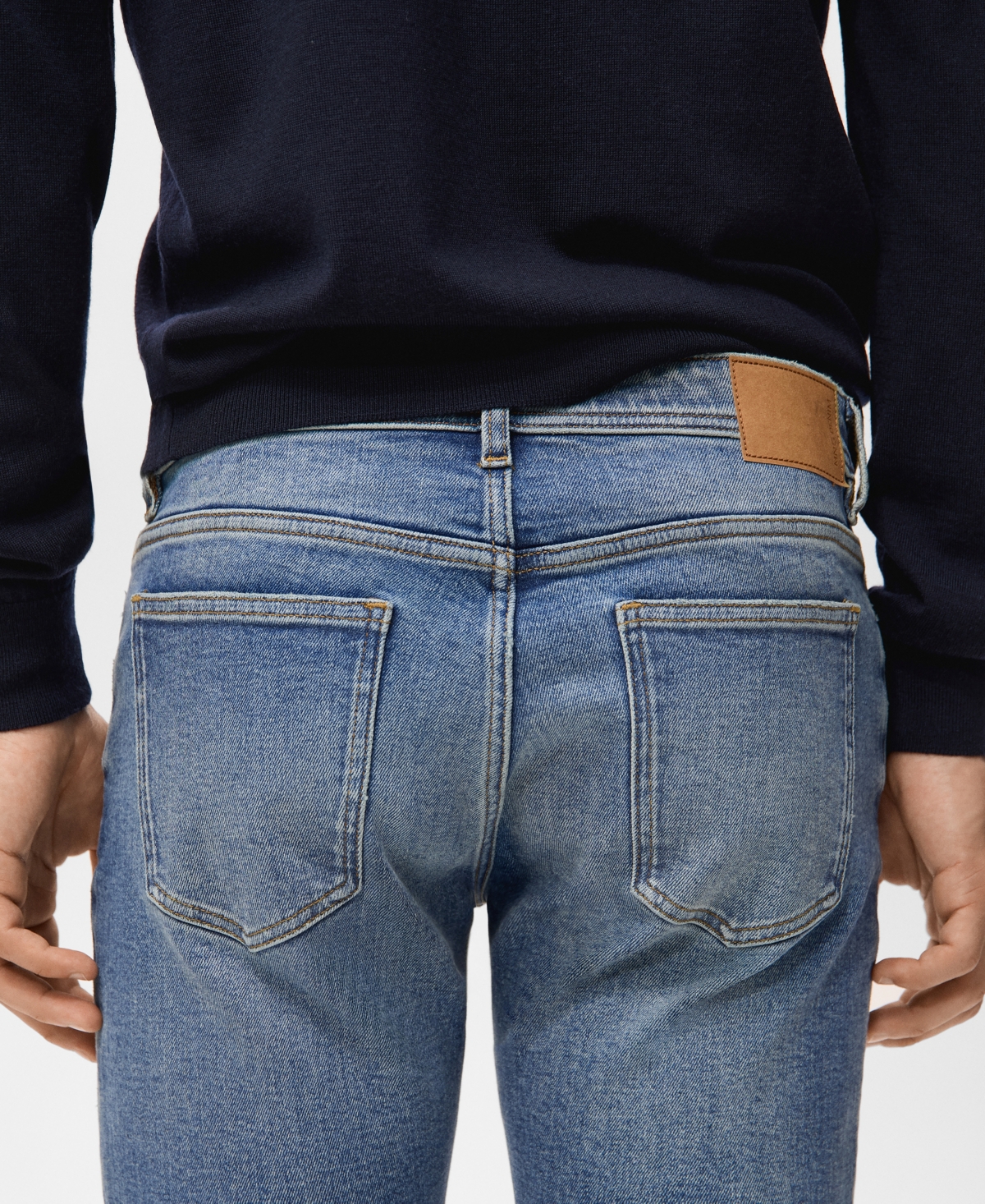 Mango Men's Jan Slim-Fit Faded Dark-Wash Jeans