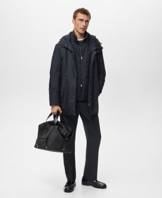 Men's Detachable Water-Repellent Quilted Parka