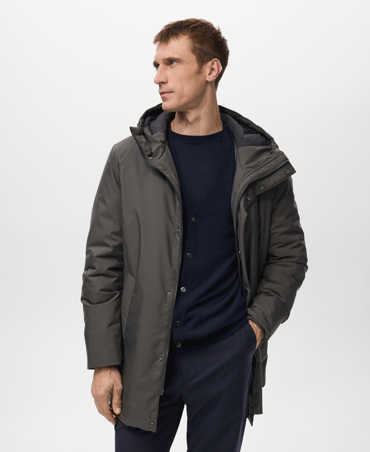 Mango Men's Detachable Water-Repellent Quilted Parka