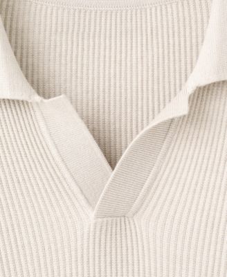 Men's Cotton-Blend Ribbed Polo Sweater