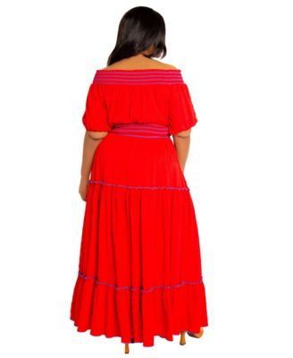 Plus Size Smocked Top and Skirt Two Piece Set