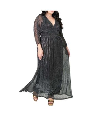 Plus Size Faux Wrap Maxi Dress