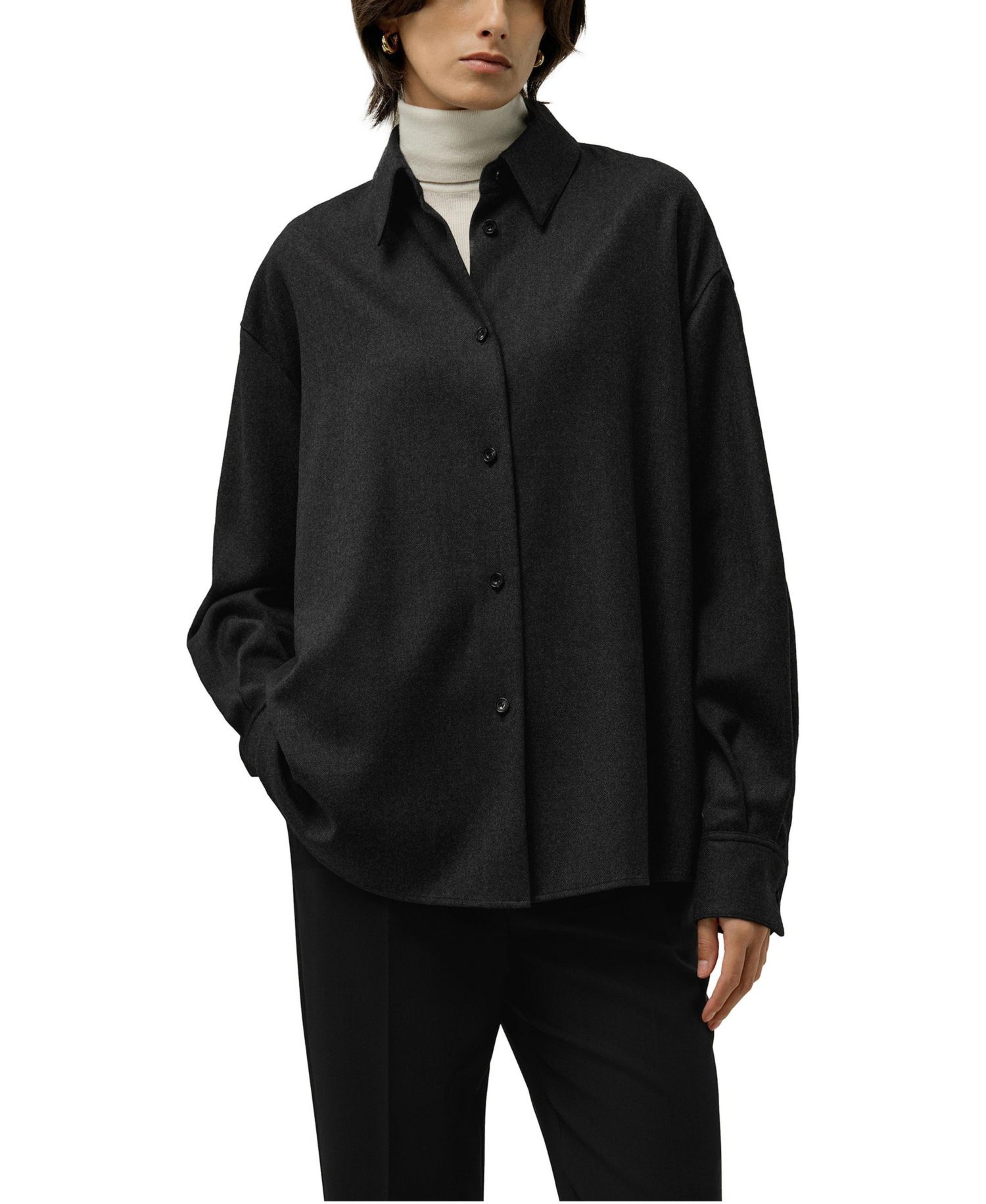 Women's Silk-Wool Oversized Warm Shirt