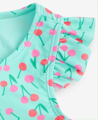 Girls' 2T-5T Cherry Ruffled-Sleeves Tankini Two-Piece Swimsuit