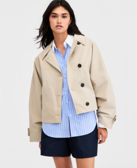 Женские куртки Bar III Oversized Cropped Trench Jacket
