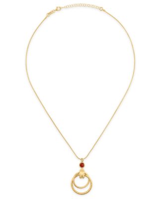 Garnet (1-1/5 ct. t.w.) Diamond Cut Interlock Circle Necklace in 14k Gold Over Sterling Silver (Also available in Onyx)