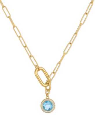 Amethyst (2 ct. t.w.) and White Topaz (1/5 ct. t.w.) Carabiner Paperclip Link Necklace in 14k Gold Over Sterling Silver