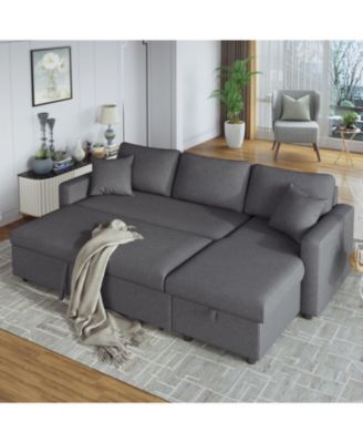 Sleeper Sectional Sofa with Storage and Cushions