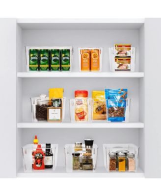 8 Pack Large Clear Storage Bins - for Kitchen, Fridge, Cabinet, Pantry Organization and Storage