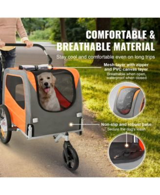 2-in-1 Foldable Pet Bike Trailer & Stroller, Holds up to 66 lbs., Orange & Gray